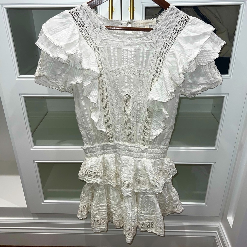 LoveShackFancy White Stella Mini Dress
